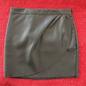 Express Black Faux Leather Mini Wrap Skirt